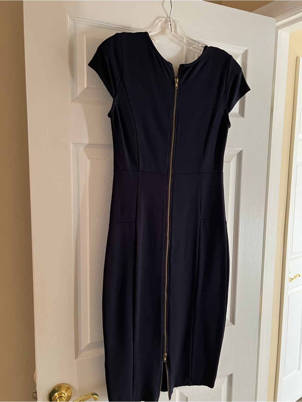 Felicity & Coco Navy Zip-Front Midi Dress